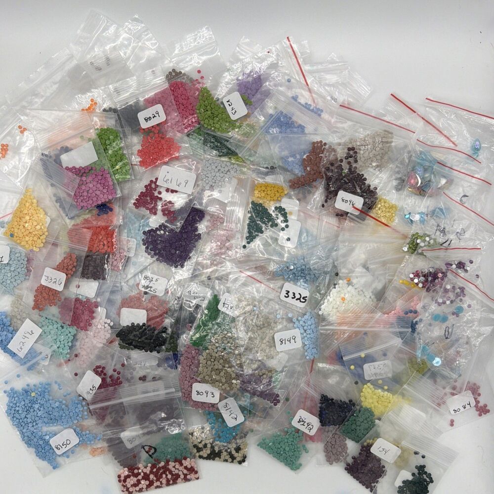 Over 180 Bag Lot Diamond Painting Drills Mixed Colors Round Resin Beads Crafts